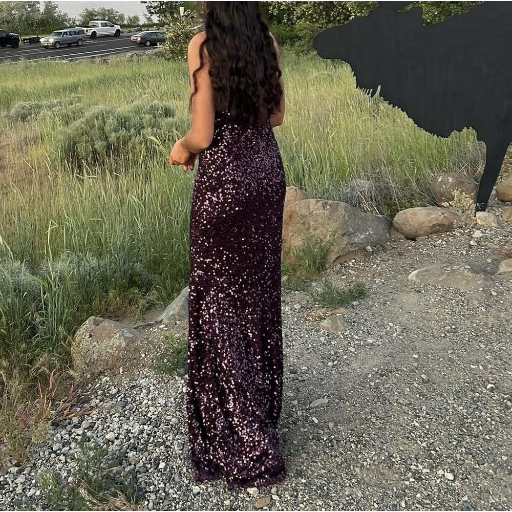 Esperanza Formal Sequin Cowl Dress
